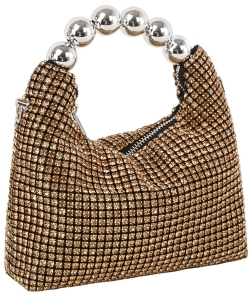 Rhinestone Covered Top Handle Satchel GM-0006 GOLD